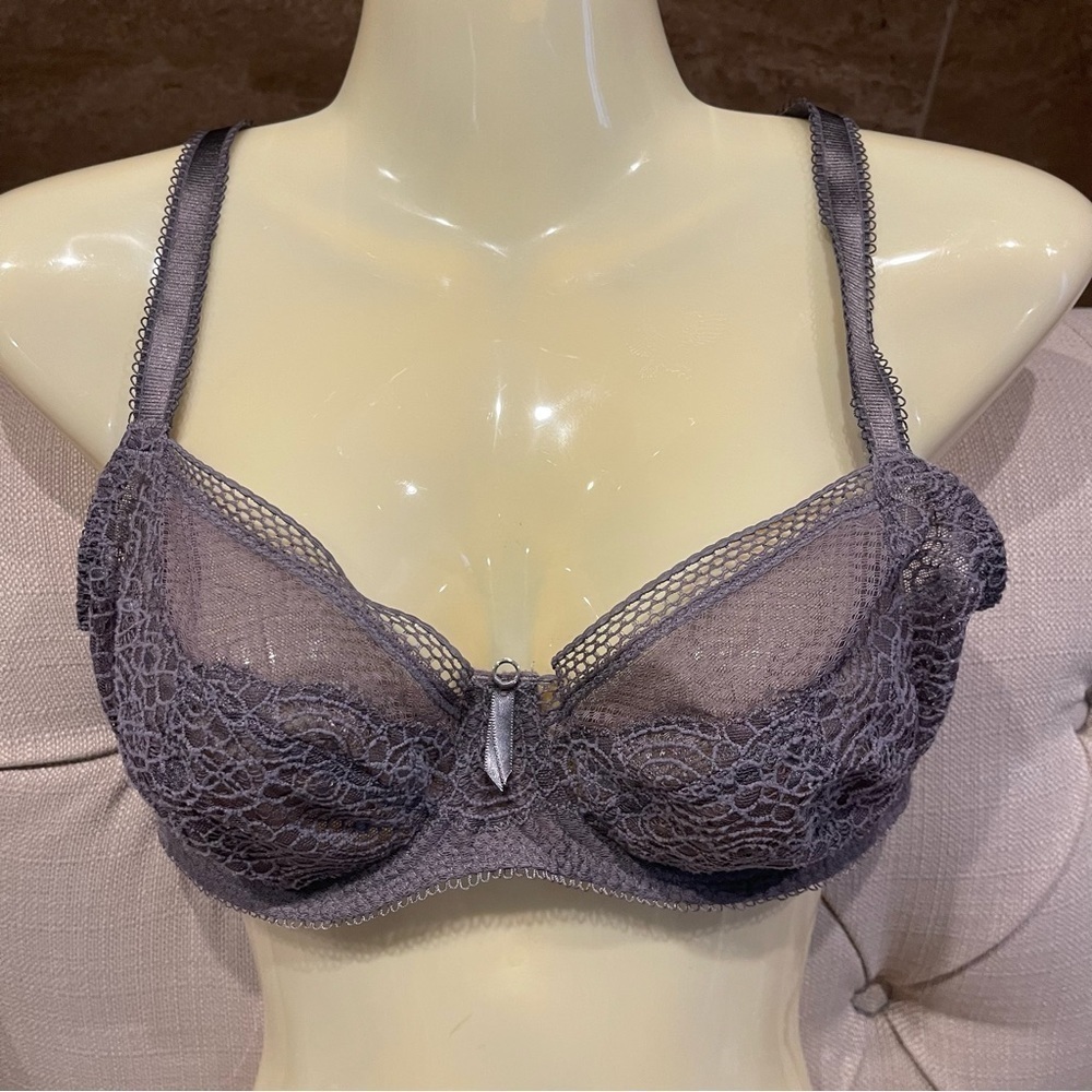 BS: Freya Sheer Lace Bra Grayish Lavender Sz 32DDD